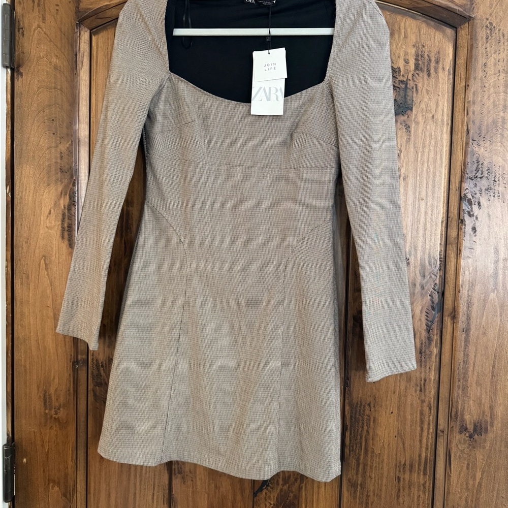 Zara Women's Tan dress Zara Size M Long Sleeve Mini